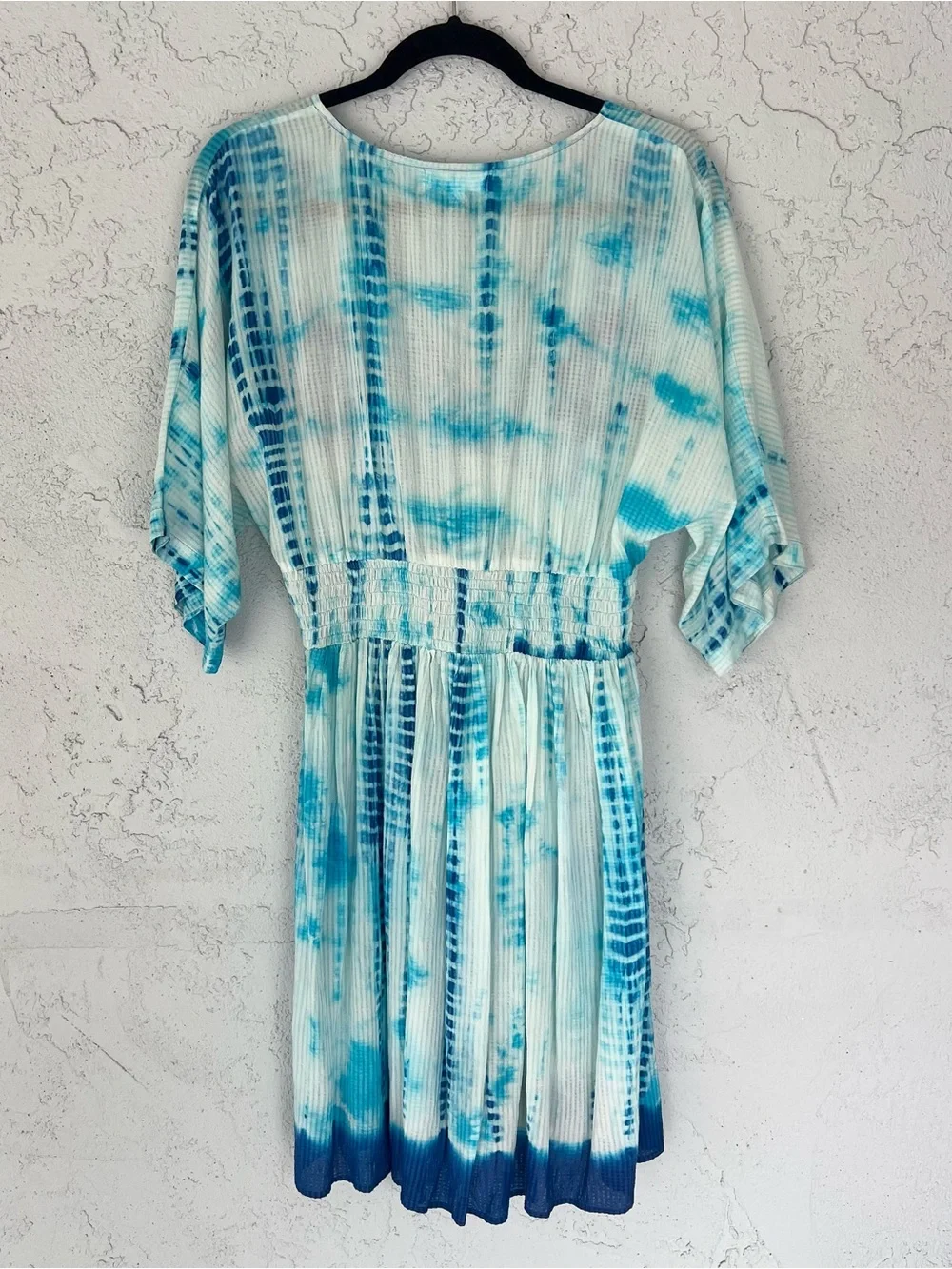 Ada Kamara Marina St Barth Daisy Dress Floral Embroidered Resort Blue Size S